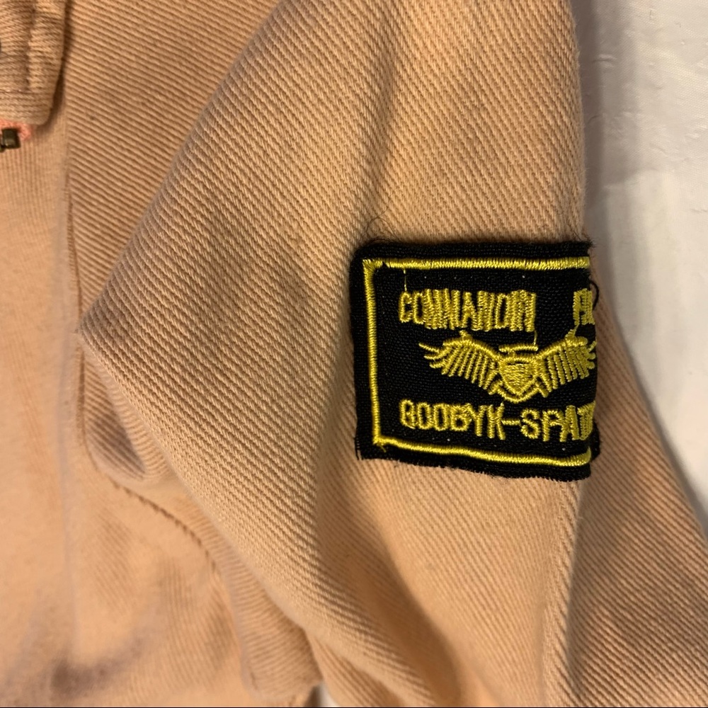 🆕 NWT Zaful zip up/snap peach canvas flight jacket commanding officer patch - Picture 7 of 12